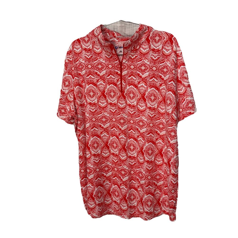 IBKUL 1/4 Zip Top Women XXL Venetian Tile Short Sleeve Pickleball Golf Pullover